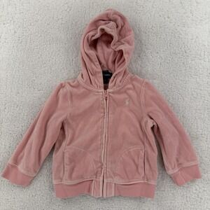Polo Ralph Lauren Hooded Jacket Girls 18M Toddler Pink Velour Full Zip Hoodie